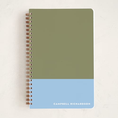 This is a olive journals with standard by Megan Davis called two tone printing on premium cover stock in notebook
