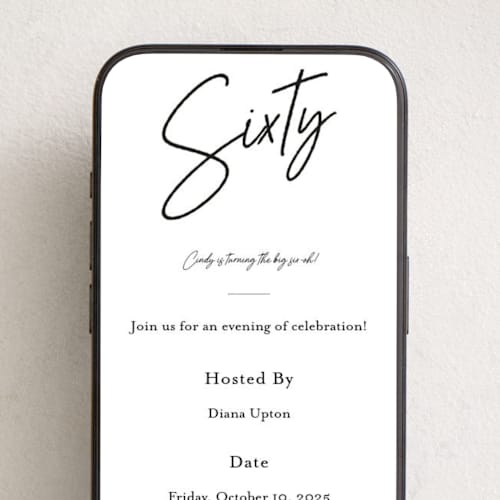 This is a cotton online birthday invitations by Stacey Meacham called modern milestone printing on digital paper in standard