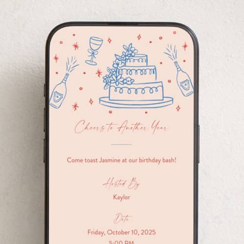 This is a candy online birthday invitations by Elly called couple cheers printing on digital paper in standard