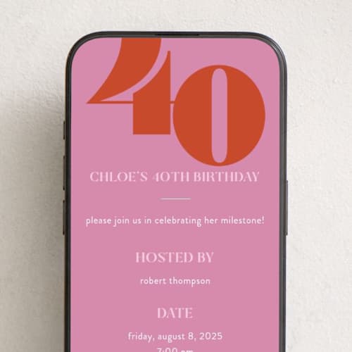 This is a raspberry online birthday invitations by Morgan Kendall called bold 40 printing on digital paper in standard