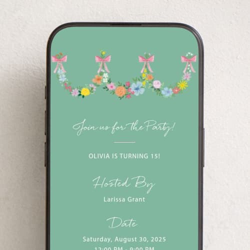This is a meadow online birthday invitations by Petra Kern called flower braid printing on digital paper in standard
