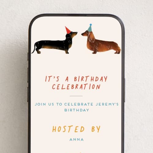 This is a sun online birthday invitations by Alexandra Dzh called cute dogs printing on digital paper in standard