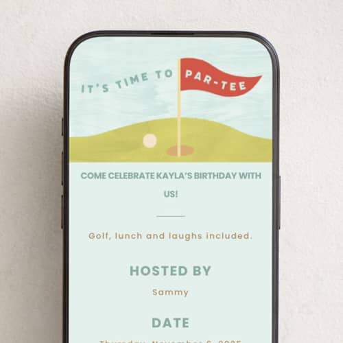 This is a seafoam online birthday invitations by Natalie Rae called par-tee printing on digital paper in standard