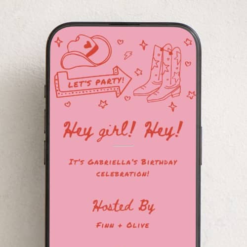 This is a cherry online birthday invitations by Jennifer Lew called cowboy club printing on digital paper in standard