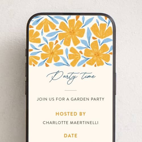 This is a taupe online birthday invitations by Ilze Lucero called garden party yellow meadow printing on digital paper in standard