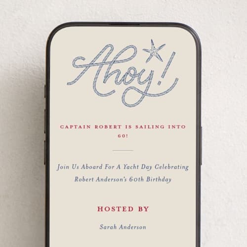 This is a marina online birthday invitations by Claudia Orengo called ahoy printing on digital paper in standard