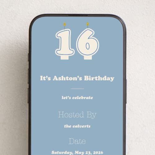 This is a sky online birthday invitations by Baumbirdy called sixteen candles printing on digital paper in standard
