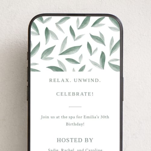 This is a eucalyptus online birthday invitations by Carolyn Kach called relax & unwind printing on digital paper in standard