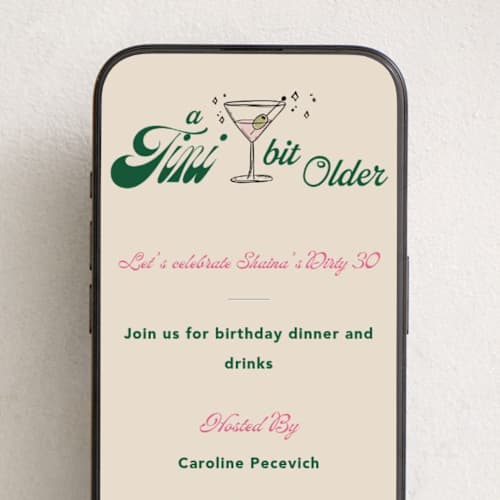 This is a martini online birthday invitations by Creo Study called tini party printing on digital paper in standard