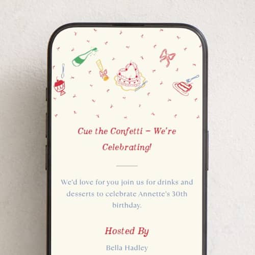 This is a fruitcake online birthday invitations by Sarah Rosenthal called confetti & cheers printing on digital paper in standard