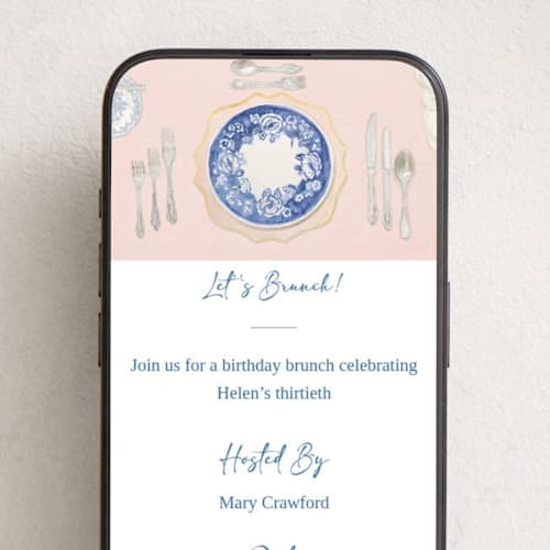 This is a petal online birthday invitations by Elizabeth Bishop called grandmillenial brunch printing on digital paper in standard