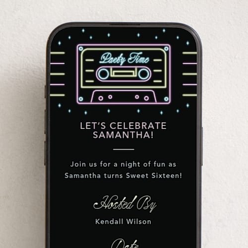 This is a ink online birthday invitations by Ana de Sousa called neon party vibes printing on digital paper in standard