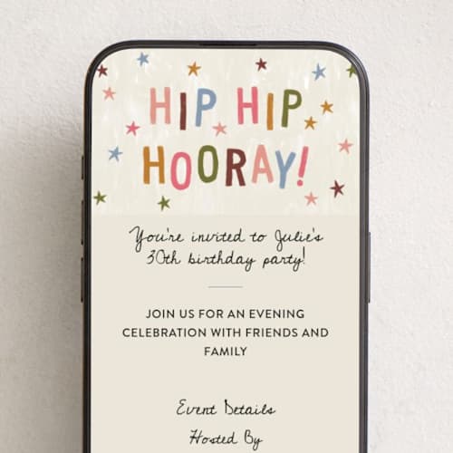 This is a bloom online birthday invitations by Kercia Jane called hip hip hooray printing on digital paper in standard