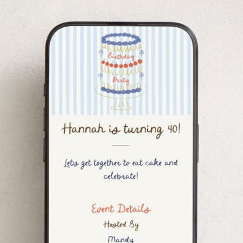 This is a glacier online birthday invitations by Zove Ahhh called whimsical cake printing on digital paper in standard