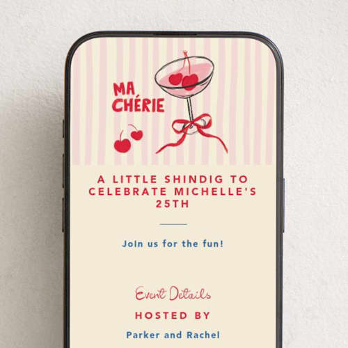 This is a cherry online birthday invitations by Creo Study called mon cherie printing on digital paper in standard