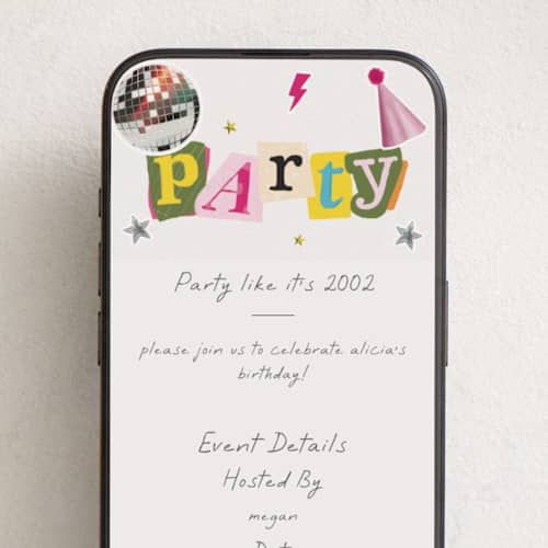 This is a candy club online birthday invitations by Vera Lim called retro party printing on digital paper in standard