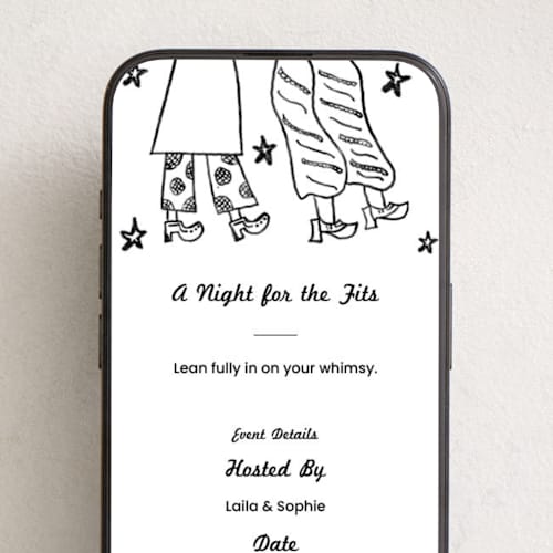 This is a cloud online birthday invitations by The Fig Studio called a night for the fits printing on digital paper in standard