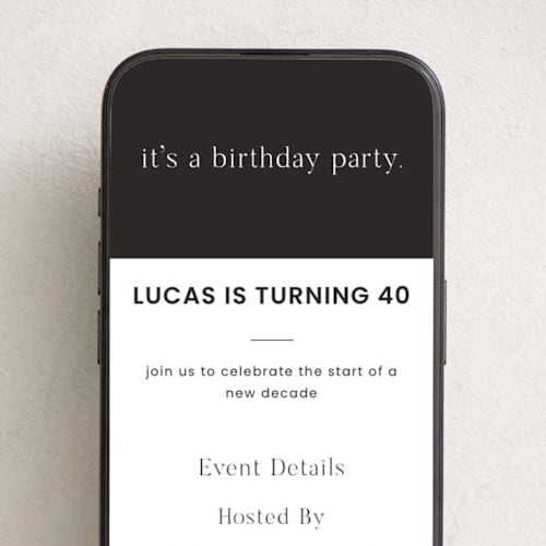 This is a charcoal online birthday invitations by taylorVdesign called modern minimal printing on digital paper in standard