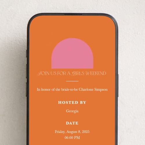 This is a tangerine online invitations by Maria Alou called color block arch printing on digital paper in standard