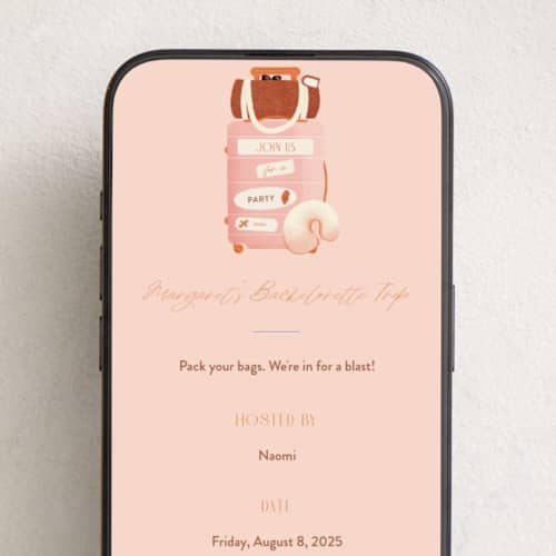 This is a blush online invitations by Gwen Bedat called boarding printing on digital paper in standard