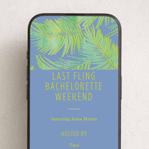 This is a palm online invitations by Baumbirdy called botanical beach printing on digital paper in standard