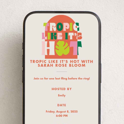 This is a tropical online invitations by Baumbirdy called tropic hot printing on digital paper in standard