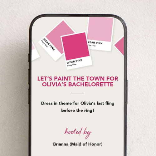 This is a raspberry online invitations by Rachelle Clarke called color theme printing on digital paper in standard