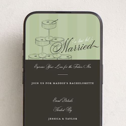 This is a mint online invitations by Ashley Bird called a tini bit married printing on digital paper in standard