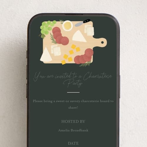 This is a rosemary online invitations by Kacey Kendrick Wagner called charcuterie party printing on digital paper in standard