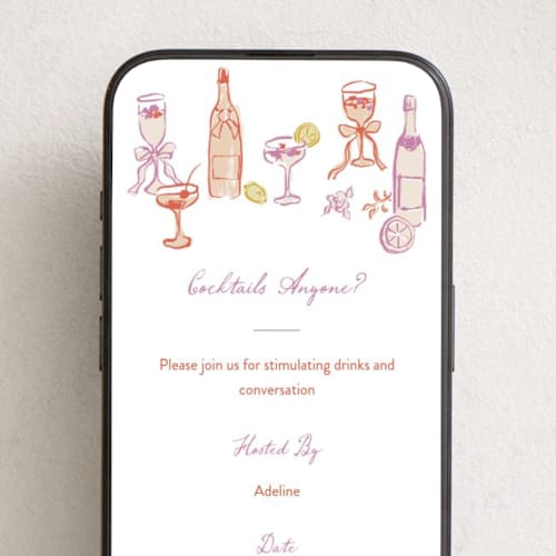 This is a orchid online invitations by Cass Loh called cocktails and laughter printing on digital paper in standard