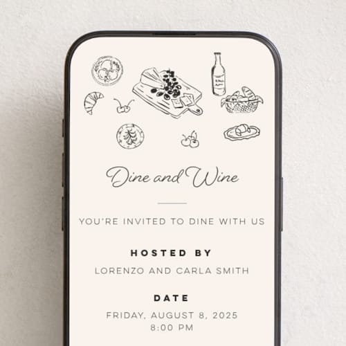 This is a latte online invitations by Sherley Ferreira called dine and wine! printing on digital paper in standard