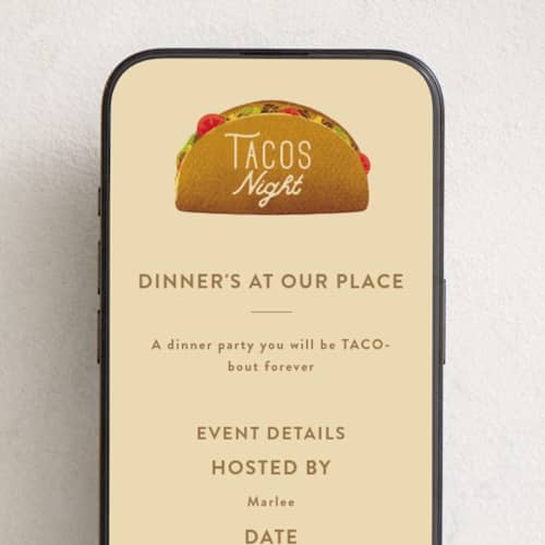This is a crepe online invitations by Gwen Bedat called tacos printing on digital paper in standard