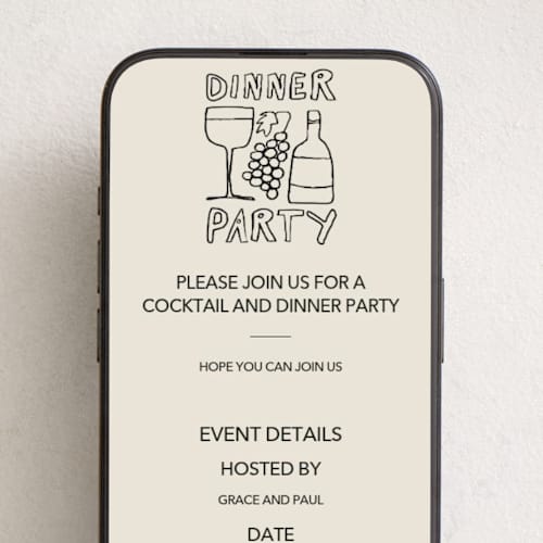 This is a bone online invitations by Inkblot Design called dinner doodles printing on digital paper in standard