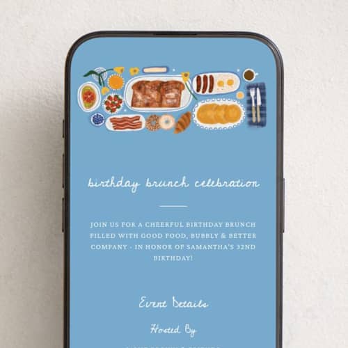 This is a cornflower online invitations by Sierra Lee called brunch celebration printing on digital paper in standard