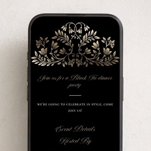 This is a ebony online invitations by Anna Black called leafy crest printing on digital paper in standard