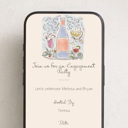 This is a champagne online invitations by Paper Sun Studio called shindig printing on digital paper in standard