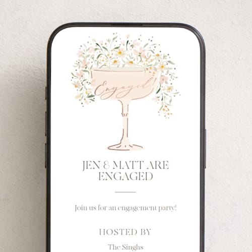 This is a blush online invitations by Itsy Belle Studio called garden engagement printing on digital paper in standard
