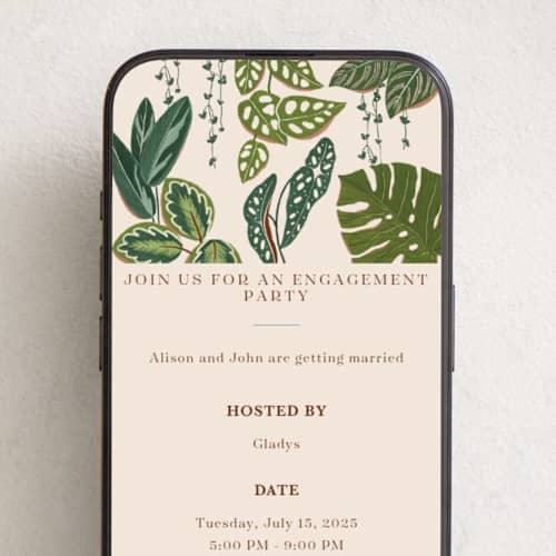 This is a dracaena online invitations by Vivian Yiwing called botanicals printing on digital paper in standard