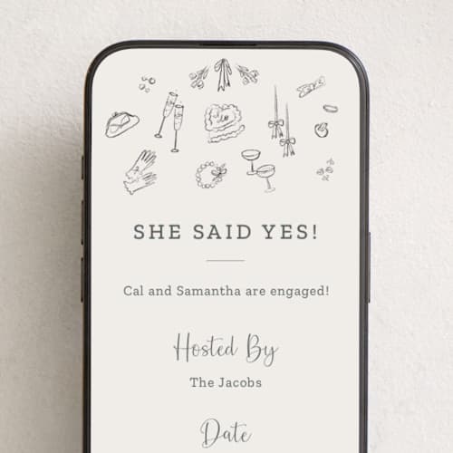 This is a mist online invitations by Baumbirdy called wedding sketches printing on digital paper in standard