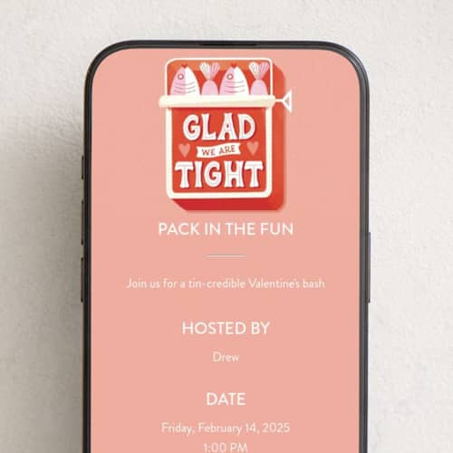 This is a salmon online invitations by Jess Miller Draws called glad we are tight printing on digital paper in standard