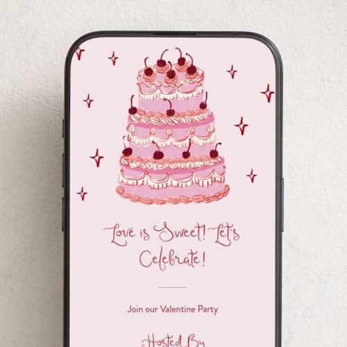 This is a blush online invitations by Cass Loh called vintage wedding cake printing on digital paper in standard
