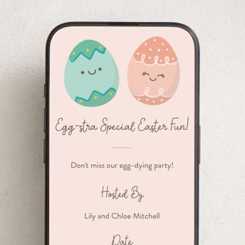 This is a blush online invitations by Annie Holmquist called good egg printing on digital paper in standard