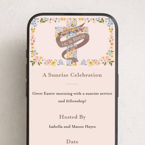 This is a rose quartz online invitations by Vera Lim called floral cross. printing on digital paper in standard