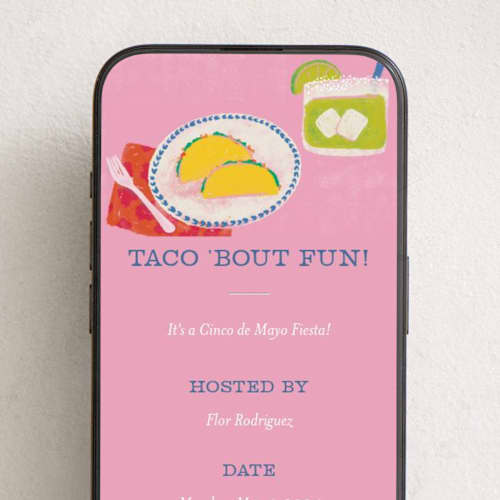 This is a rosa online invitations by Jenna Holcomb called tacos and tequila printing on digital paper in standard