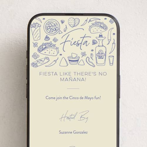 This is a blueberry online invitations by Sherley Ferreira called tacos & tequila printing on digital paper in standard