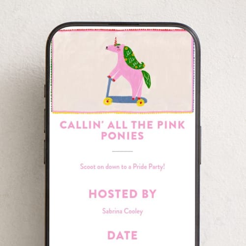 This is a cherry blossom online invitations by Kartika Paramita called rollin unicorn printing on digital paper in standard