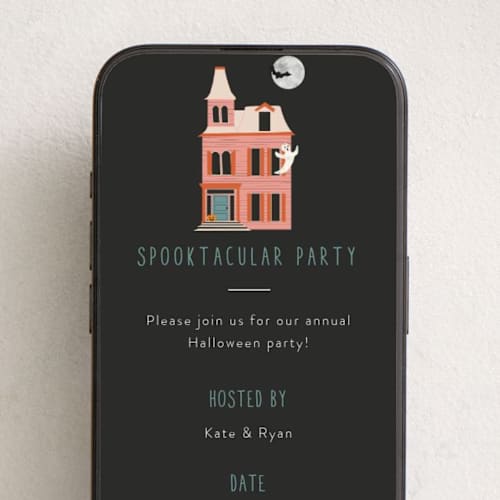 This is a cotton candy online invitations by Morgan Kendall called haunted house printing on digital paper in standard