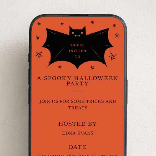This is a blood orange online invitations by Ani Somi called spooky bat printing on digital paper in standard