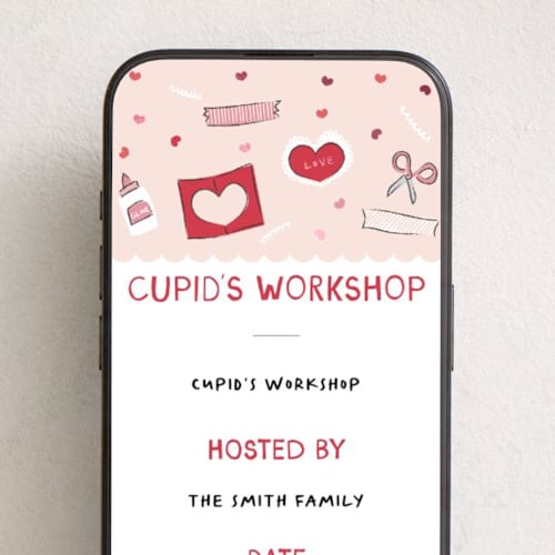This is a cherry online invitations by Kamala Nahas called cupids workshop printing on digital paper in standard