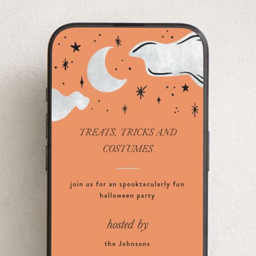 This is a pumpkin online invitations by Tamara Hilje called treats printing on digital paper in standard